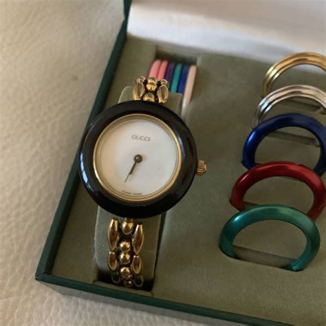 gucci watch for women bezel change|Gucci vintage watch changeable bezel.